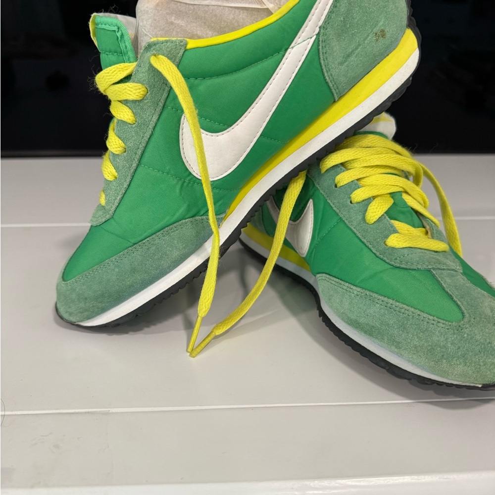 Nike Green and Yellow Sneakers with White Swoosh